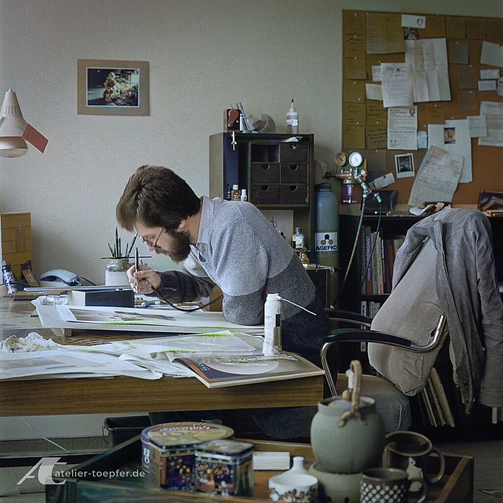 Matthias Töpfer 1982 bei der Arbeit als Air Brush Artist