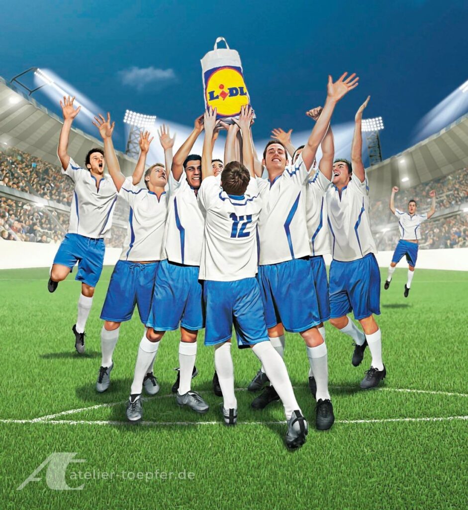 Illustration von Matthias Töpfer für den Kunden Lidl zur Fussballweltmeisterschaft 1990