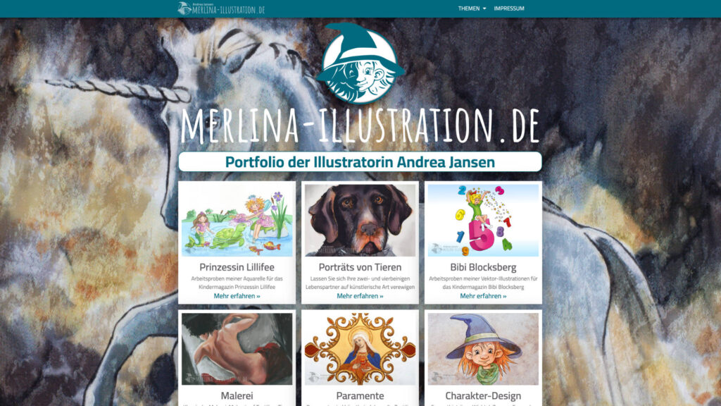 Webseite Merlina Illustration / Künstlerin Andrea Jansen